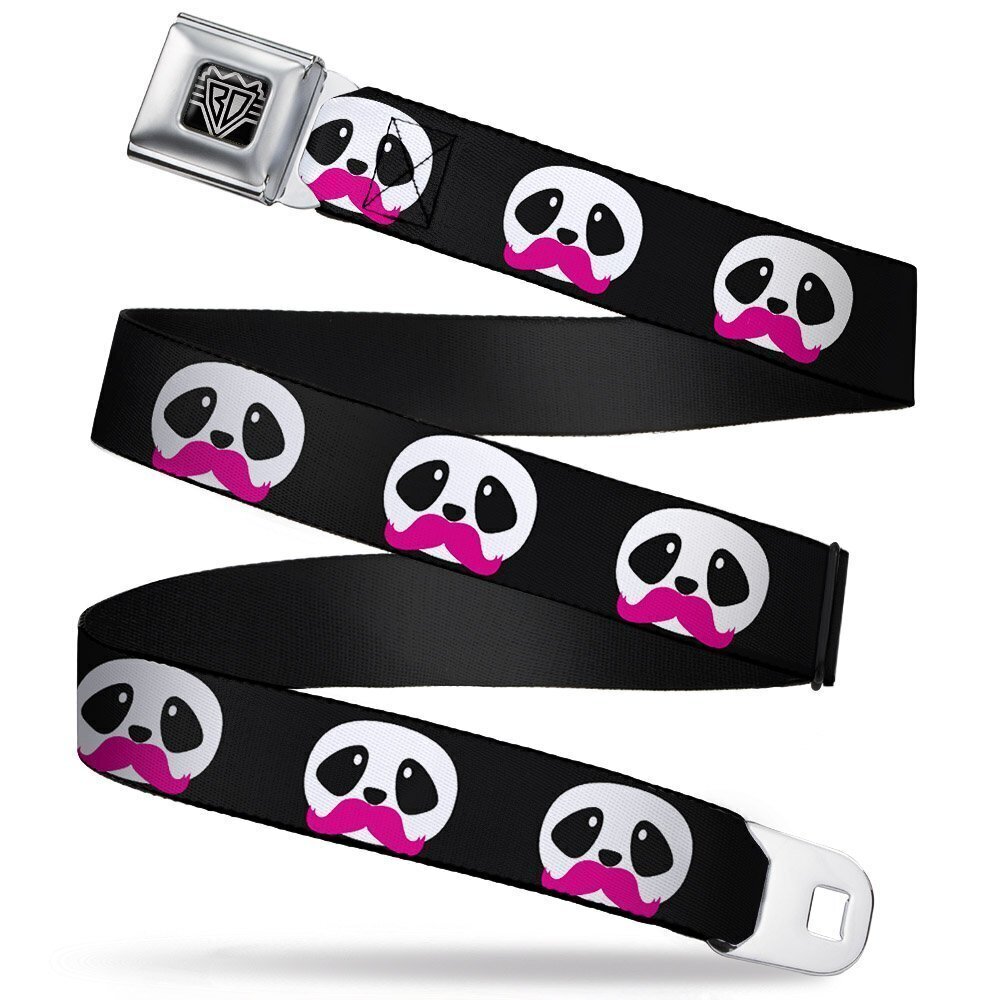1205 Unisex-Adult's Seatbelt Belt Panda XL, face Pink Mustache, 1.5"